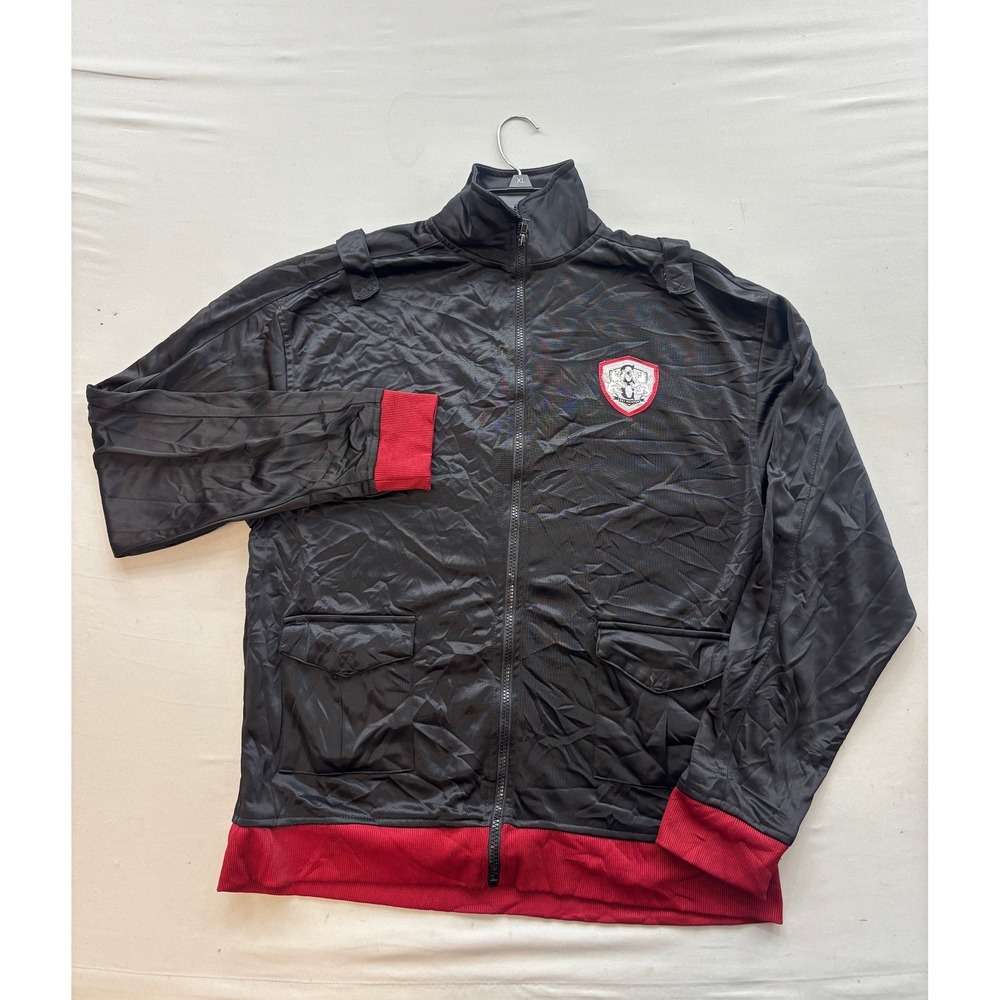 Extreme Coalition Mens Track Jacket Black Red Full Zip Crest Patch Size L